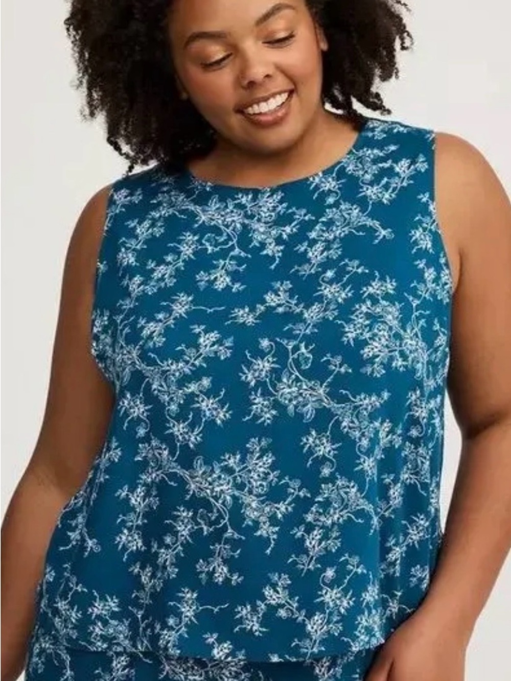 torrid Teal Sleeveless Floral Tank